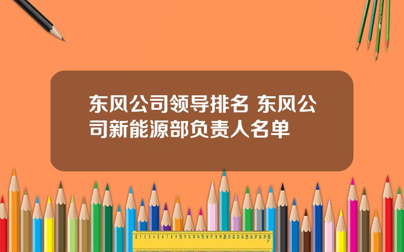 东风公司领导排名 东风公司新能源部负责人名单